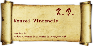 Keszei Vincencia névjegykártya