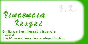 vincencia keszei business card